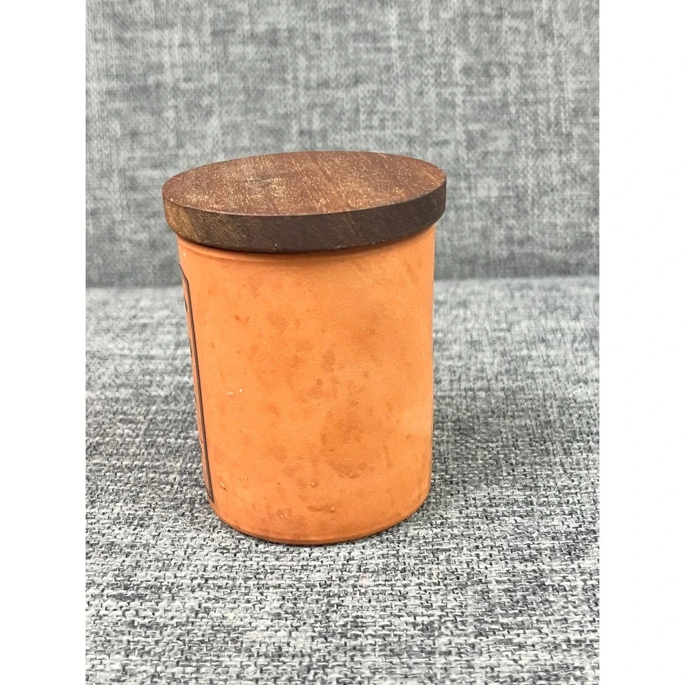 Henry Watson Pottery Peppercorns Suffolk Canister Terracotta Jar Wood Lid